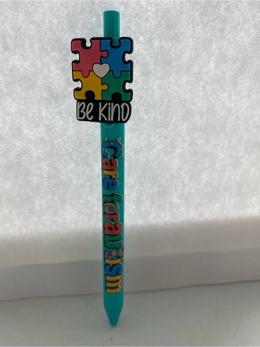 Be Kind Autism Awareness Puzzle Piece Pen - Turquoise